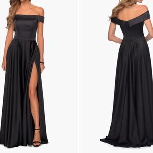 La Femme Woman Off The Shoulder With Front Thigh High Slit Gown Size: 10